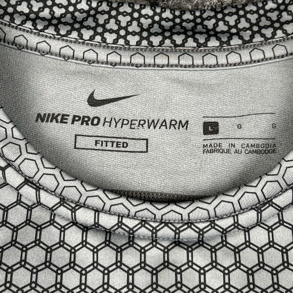 Nike Pro Hyperwarm Shirt Men’s Large Geometric Performance Midweight Stretch - Picture 2 of 6